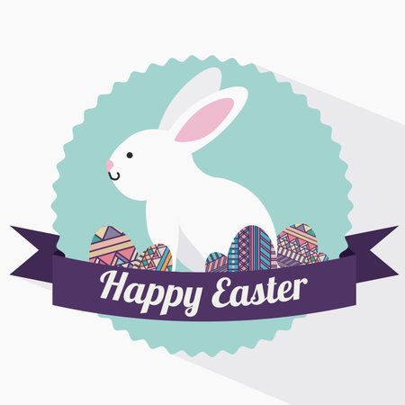 happy easter over  white background vector illustrationのイラスト素材