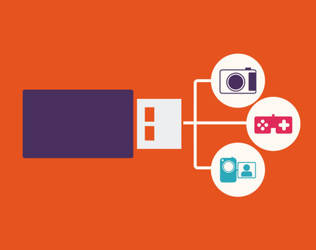 social media  over orange  background vector illustration