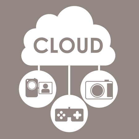 cloud computing over  gray  background vector illustrationのイラスト素材