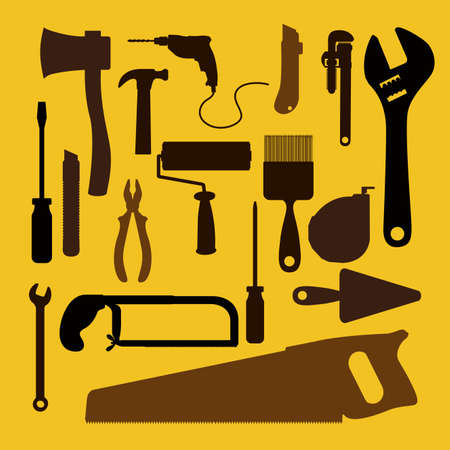 under construction over yellow  background vector illustration   のイラスト素材