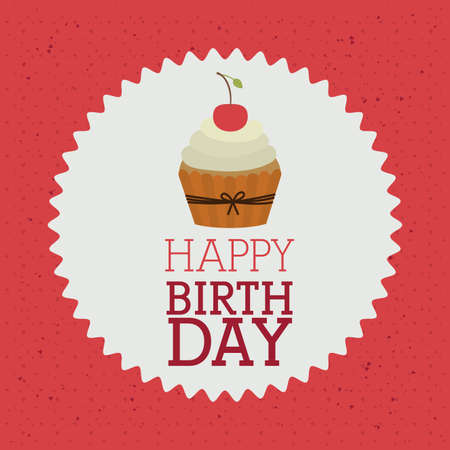 happy birthday  design over red backgrund vector illustration のイラスト素材
