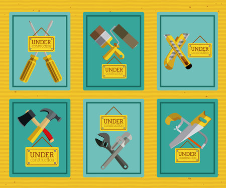 under construction over  yellow background vector illustration   