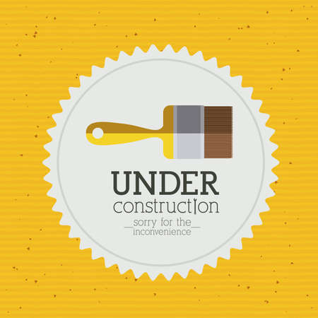 under construction over yellow   background vector illustration   のイラスト素材