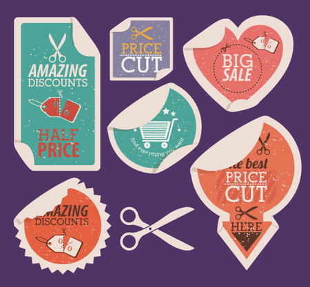 discounts design over purple   background vector illustrationのイラスト素材