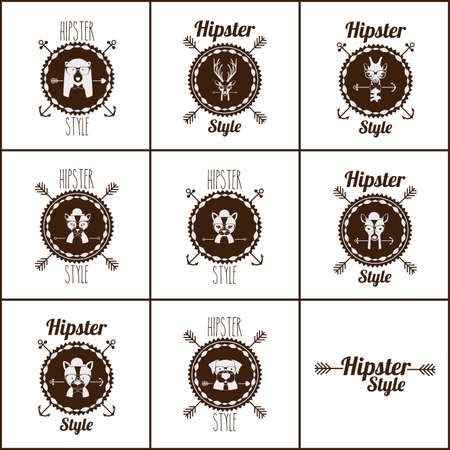 Animal hipster design over white background,vector illustrationのイラスト素材