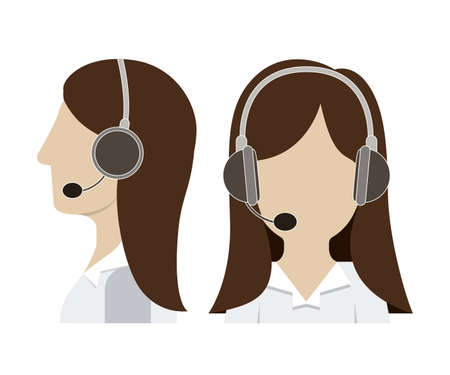 Call center agent over white background, vector illustrationのイラスト素材