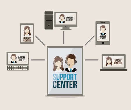 Support Center design over beige background, vector illustrationのイラスト素材