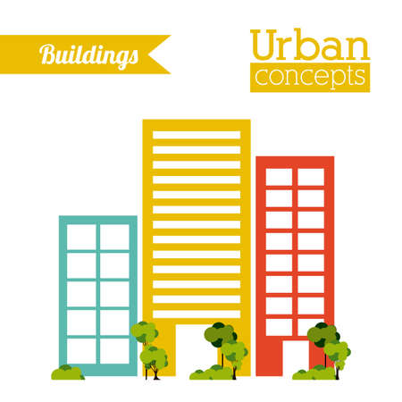 Urban building design over white background, vector illustrationのイラスト素材