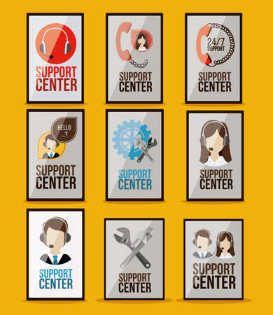 Call center design over yellow background, vector illustrationのイラスト素材