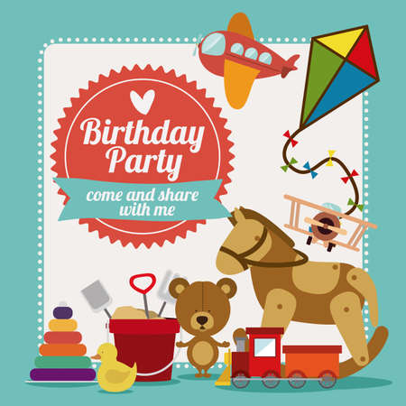 Birthday party design over blue background,vector illustrationのイラスト素材