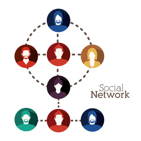 Social network design over white background, vector illustration