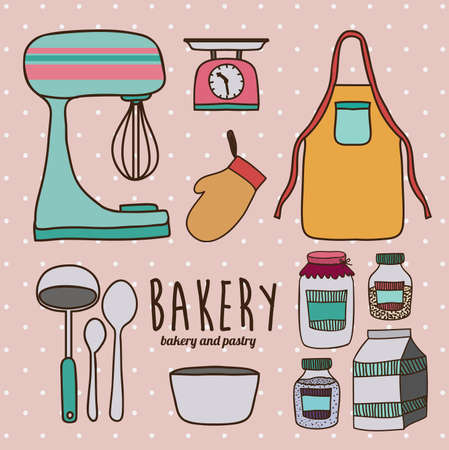 Kitchen supplies design over pink background, vector illustrationのイラスト素材