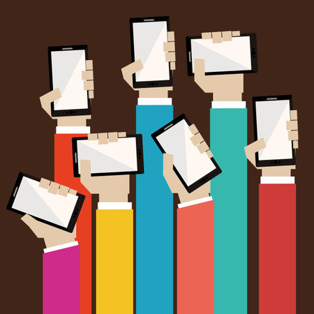 Smartphone design over  brown background, vector illustrationのイラスト素材