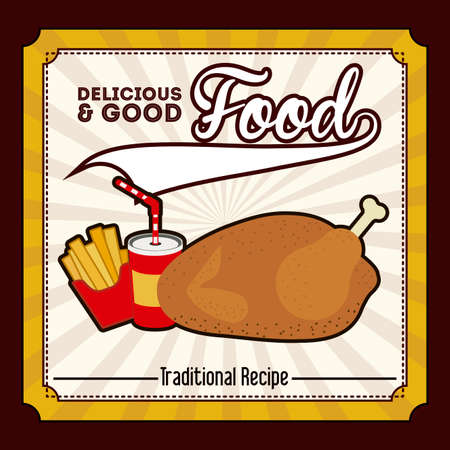 Food design over brown background, vector illustrationのイラスト素材