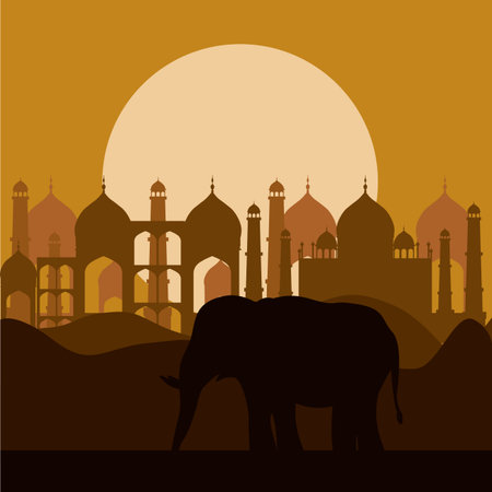 India design over white landscape background, vector illustrationのイラスト素材