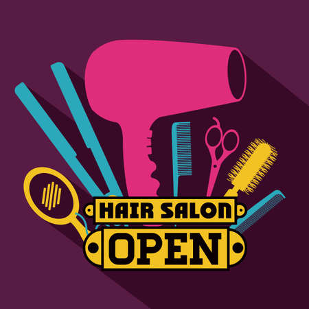 Hair salon over purple background,vector illustrationのイラスト素材