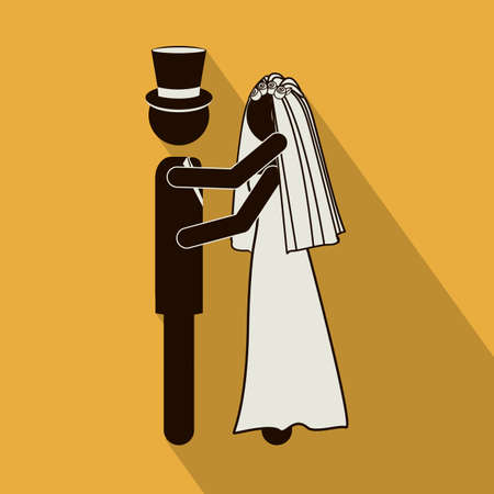 Wedding design over yellow background, vector illustrationのイラスト素材