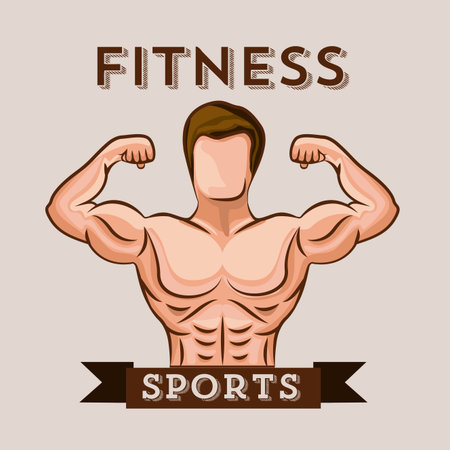 Fitness design over beige background, vector illustrationのイラスト素材