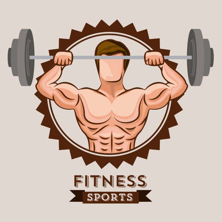 Fitness design over beige background, vector illustrationのイラスト素材