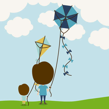 Kite design over landscape background, vector illustrationのイラスト素材