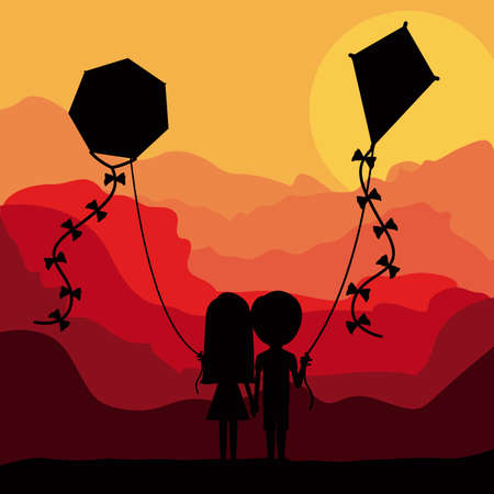 Kite design over landscape background, vector illustrationのイラスト素材