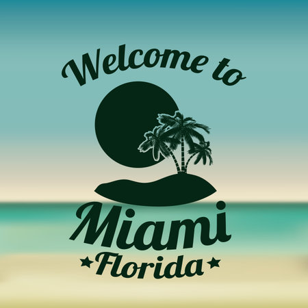 Miami design over blur background, vector illustrationのイラスト素材