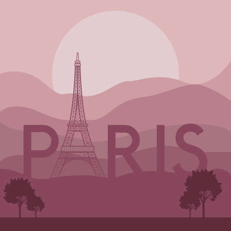 Paris design over landscape background, vector illustrationのイラスト素材