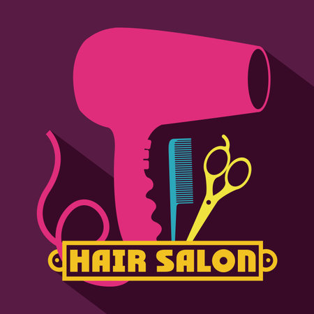 Hair salon over purple background,vector illustrationのイラスト素材