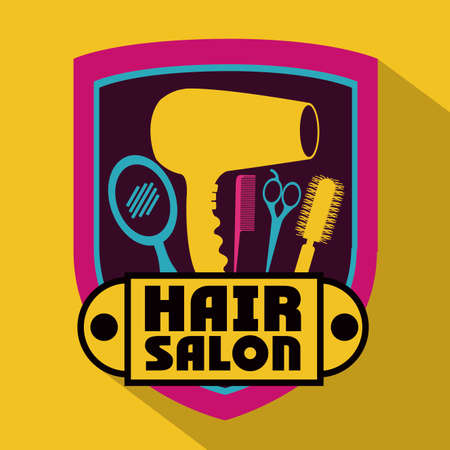 Hair salon over yellow background,vector illustrationのイラスト素材