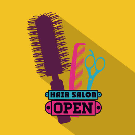 Hair salon over yellow background,vector illustrationのイラスト素材