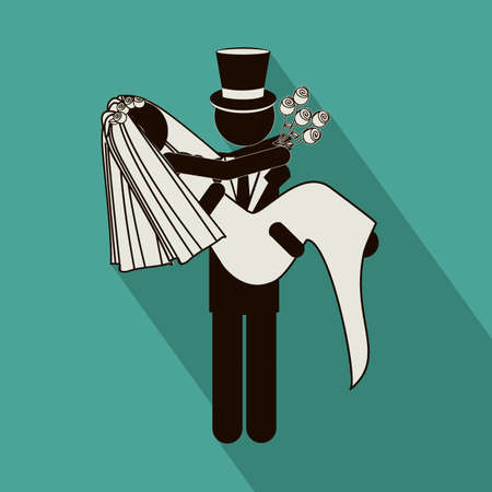Wedding design over blue background, vector illustrationのイラスト素材