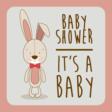 Baby shower design over pink background, vector illustrationのイラスト素材