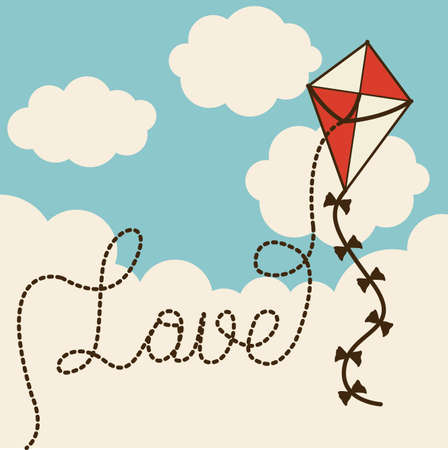 Kite design over cloudscape background, vector illustrationのイラスト素材