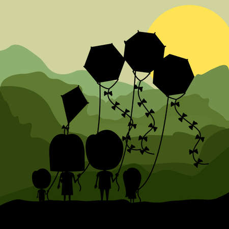 Kite design over landscape background, vector illustrationのイラスト素材
