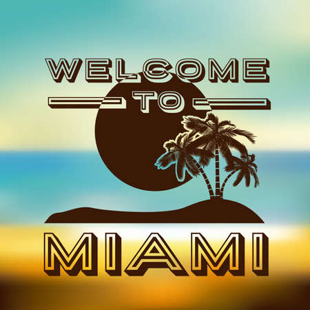 Miami design over blur background, vector illustrationのイラスト素材