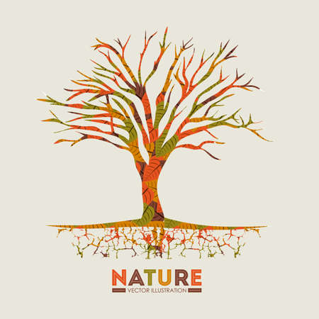 Ecology design over beige background, vector illustrationのイラスト素材