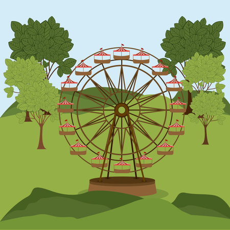 Theme park design over landscape background, vector illustrationのイラスト素材