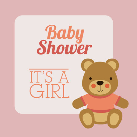 Baby shower design over pink background, vector illustrationのイラスト素材