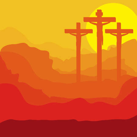 Christ  design over landscape background, vector illustrationのイラスト素材