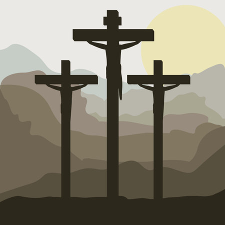 Christ  design over landscape background, vector illustrationのイラスト素材