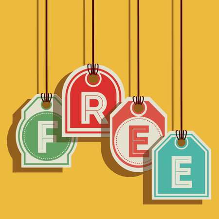 Label design over yellow background, vector illustrationのイラスト素材