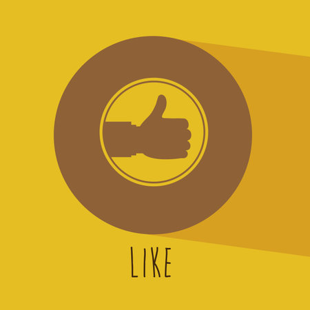 Hand design over yellow background, vector illustrationのイラスト素材