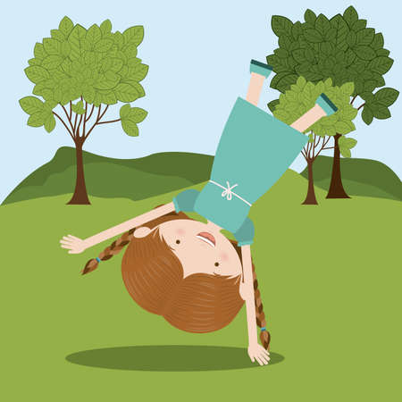 Kids design over landscape background, vector illustrationのイラスト素材