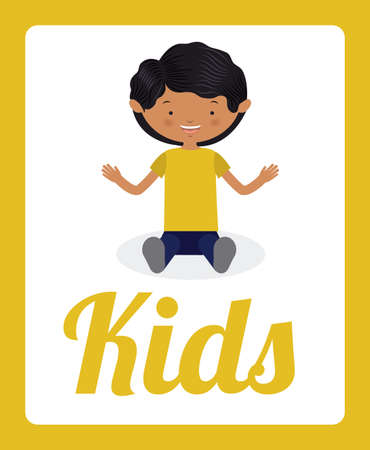 Kids design over yellow background, vector illustrationのイラスト素材