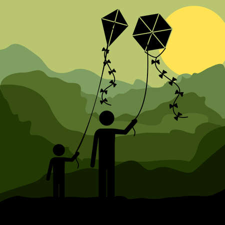 Kite design over landscape background, vector illustrationのイラスト素材
