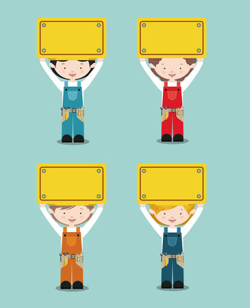 Worker design over blue background, vector illustrationのイラスト素材