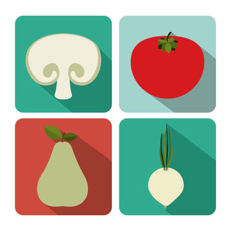 Vegetable and Fruit design over multicolored background,vector illustrationのイラスト素材