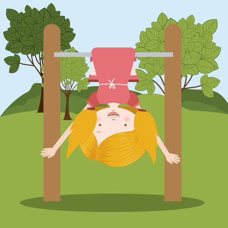 Kids design over landscape background, vector illustrationのイラスト素材