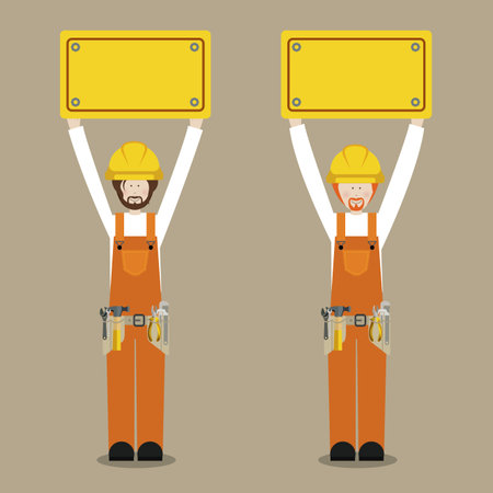 Worker design over brown background, vector illustration