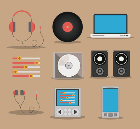 Music design over brown background, vector illustrationのイラスト素材